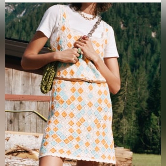ZARA colourful crotchet mini dress size large - Picture 2 of 12